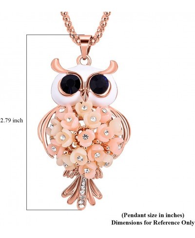 Rosetone Resin White Chain Owl Pendant Crystal Necklace Jewelry Set for Women Size 28 $12.10 Pendant Necklaces