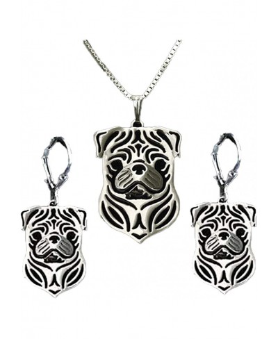 Pug Dog Sterling Silver Necklace Dangle Earrings or Set Puppy Dog Pet Pendant Box Chain Doggie Animal Paw Print Heart Jewelry...