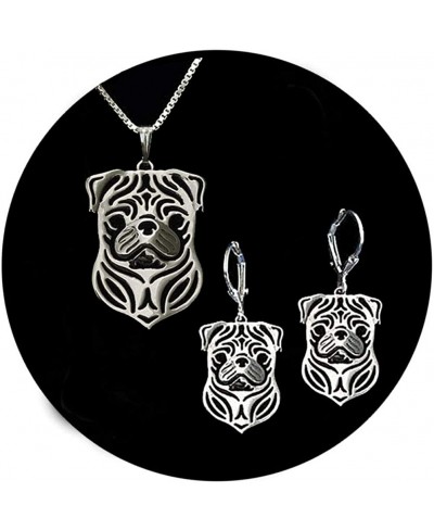 Pug Dog Sterling Silver Necklace Dangle Earrings or Set Puppy Dog Pet Pendant Box Chain Doggie Animal Paw Print Heart Jewelry...