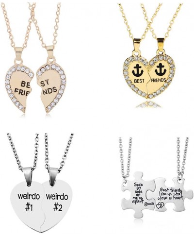 BFF Necklace Set Silver Gold Anchor Heart BFF Necklace Letter Friendship Pendant Puzzle Engraved Friend Necklace $17.66 Jewel...