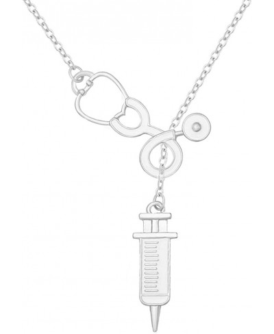 Medicine Stethoscope Syringe Pendant Necklace Jewelry for Doctor Nurse Gifts $10.52 Y-Necklaces