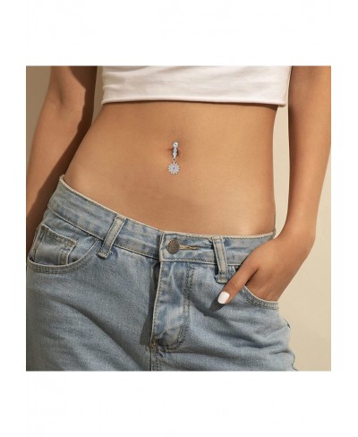 10 Pcs Fake Belly Ring for Women Fake Dangle Belly Button Rings Non Piercing CZ Opal Butterfly Moon Clip on Belly Button Ring...