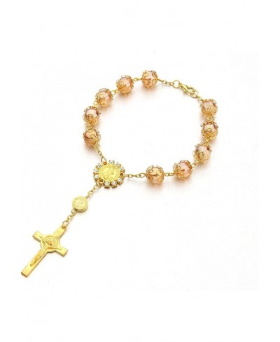 Rosary Bead Catholic Cross Jesus Crucifix Angle Christening Bracelet for Woman Girl Men Boy Teen Saint Benedict Medal Baptism...