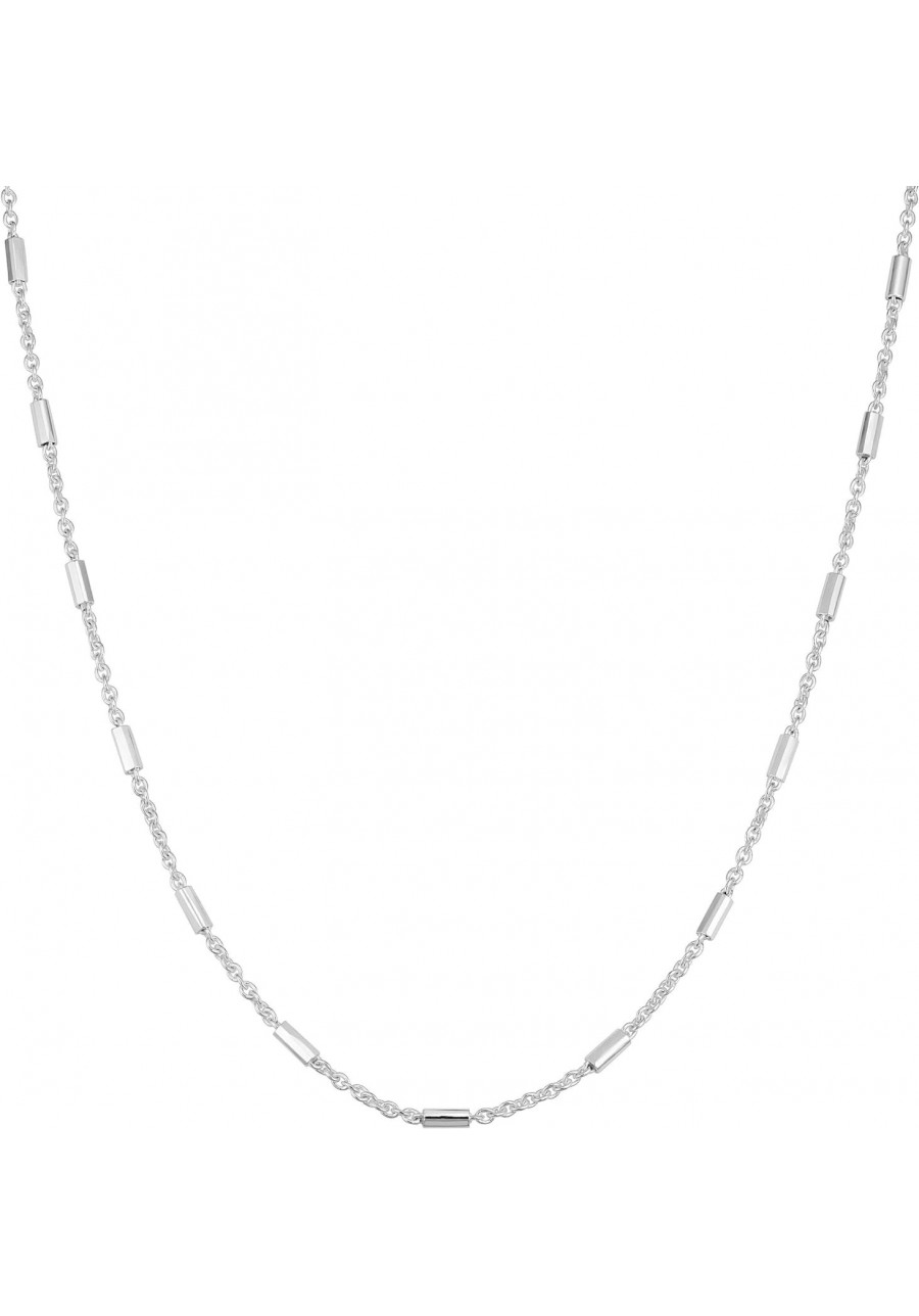 Sterling Silver 1.8 mm Bar Station Necklace (18 20 24 or 30 inch) $27.05 Chains