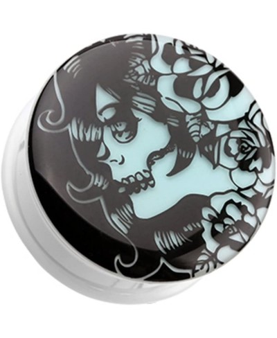 Glow in The Dark Day of The Dead Lady Single Flared Ear Gauge Plug $17.12 Piercing Jewelry