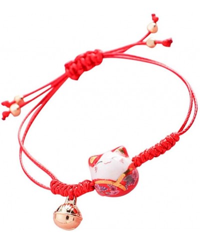Braided Cat Bracelet Red Braided Rope Bracelets Lucky Cat Bracelet Ceramic Cat Bracelets Feng Shui Maneki Neko String Bracele...