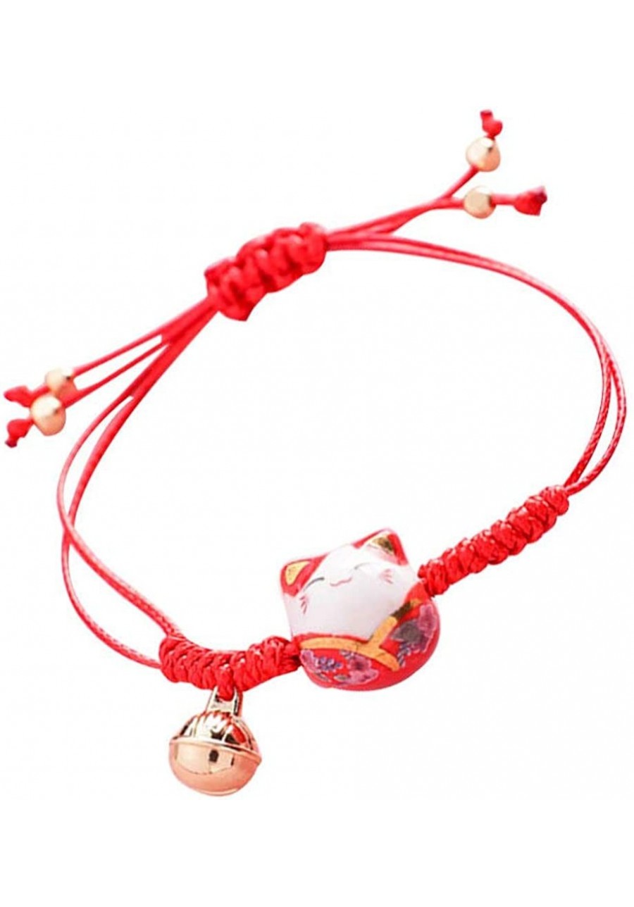 Braided Cat Bracelet Red Braided Rope Bracelets Lucky Cat Bracelet Ceramic Cat Bracelets Feng Shui Maneki Neko String Bracele...