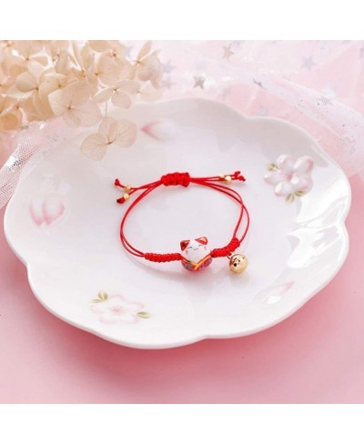 Braided Cat Bracelet Red Braided Rope Bracelets Lucky Cat Bracelet Ceramic Cat Bracelets Feng Shui Maneki Neko String Bracele...