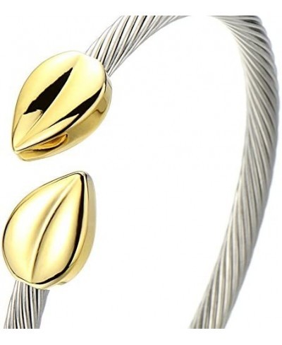 Elastic Adjustable Womens Stainless Steel Twisted Cable Bangle Bracelet Gold Silver Two Tone $13.18 Cuff