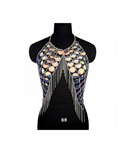 Sexy Sequin Body Chain - Party Metal Halter Backless Crop Top Adjustable Chest Chain for Women $25.06 Body Chains