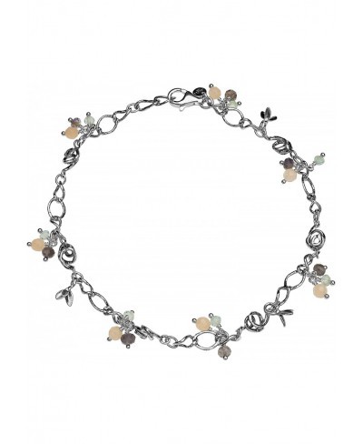 .925 Sterling Silver Gemstone Charm Anklet (10) $32.22 Anklets