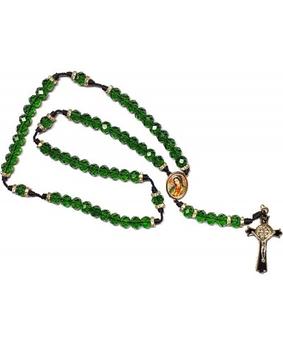 St Jude & Our Lady of Guadalupe Virgin Medal Green Crystal Beads Rosary Necklace Catholic Religious Gift Virgen San Judas Ros...