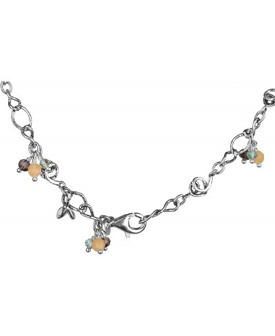 .925 Sterling Silver Gemstone Charm Anklet (10) $32.22 Anklets