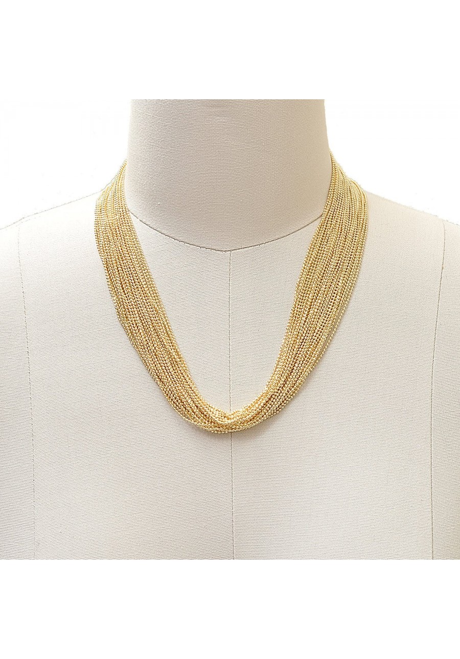 Multi Layer Tiny Ball Chain Fashion Statement Necklace $22.49 Strands