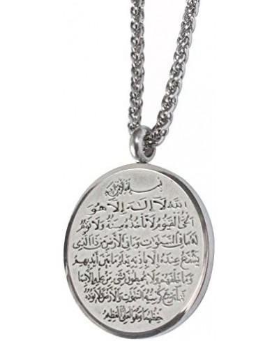 Muslim AYATUL KURSI & Allah Two Side Stainless Steel Pendant Necklace $14.76 Pendants & Coins