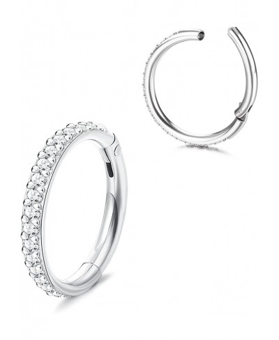 316L Stainless Steel 16G Nose Rings Hoop CZ Single/Double Hoop Septum Jewelry Hinged Segment-Clicker Ring Nose Hoop Lip Rings...