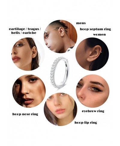 316L Stainless Steel 16G Nose Rings Hoop CZ Single/Double Hoop Septum Jewelry Hinged Segment-Clicker Ring Nose Hoop Lip Rings...