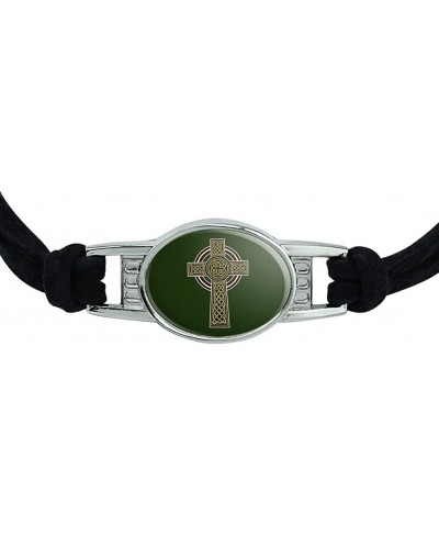 Celtic Christian Cross Irish Ireland Novelty Suede Leather Metal Bracelet $10.47 Strand