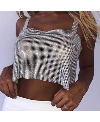 Rhinestone Body Chains Silver Metal Backless Tank Top Bikini Bra Chain Sexy Party Body Jewelry Accessories for Women and Girl...