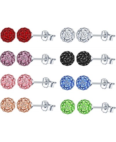 Rhinestones Crystal 6mm Ball Stud Earrings Set Fireball Disco Ball Pave Bead Earrings Hypoallergenic for Teen Girls Women $15...