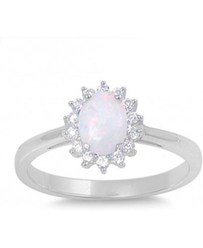 Sterling Silver Oval Flower Halo Ring $19.81 Promise Rings