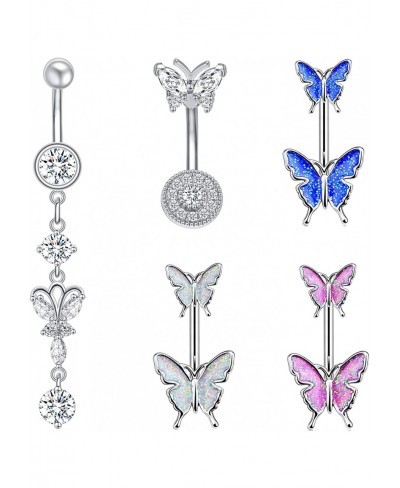 Butterfly Belly Button Rings for Women 14G Dangle Belly Rings Belly Piercing 316L Stainless Steel Navel Ring Piercing Belly B...