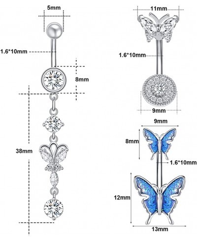 Butterfly Belly Button Rings for Women 14G Dangle Belly Rings Belly Piercing 316L Stainless Steel Navel Ring Piercing Belly B...