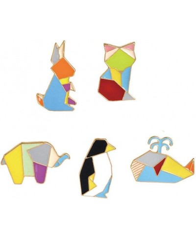 5pcs/Set Geometric Animal Brooches Pins Cute Lapel Pins for Women Girls Clothing Bag Decor $15.69 Brooches & Pins