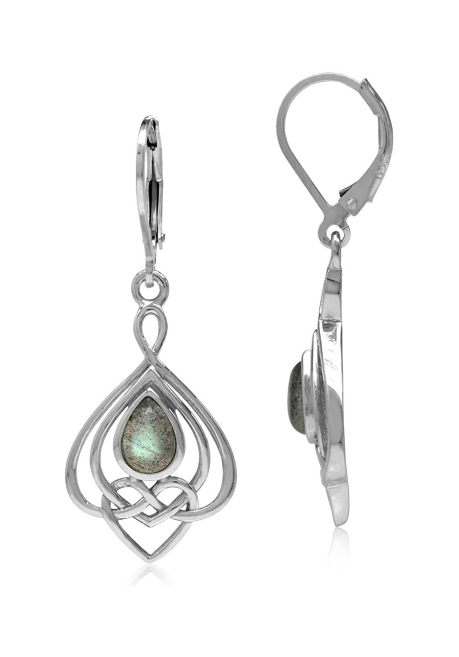 Teardrop Cabochon 925 Sterling Silver Celtic Love Heart Eternity Dangle Leverback Earrings Jewelry for Women $24.59 Drop & Da...