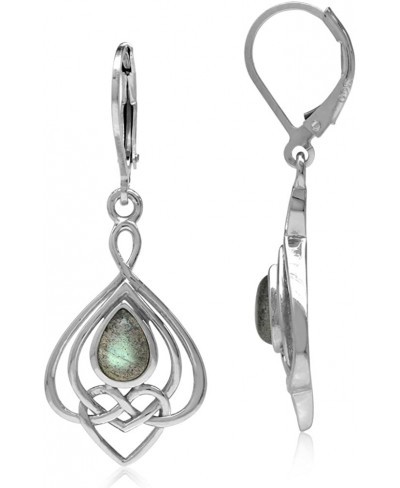 Teardrop Cabochon 925 Sterling Silver Celtic Love Heart Eternity Dangle Leverback Earrings Jewelry for Women $24.59 Drop & Da...