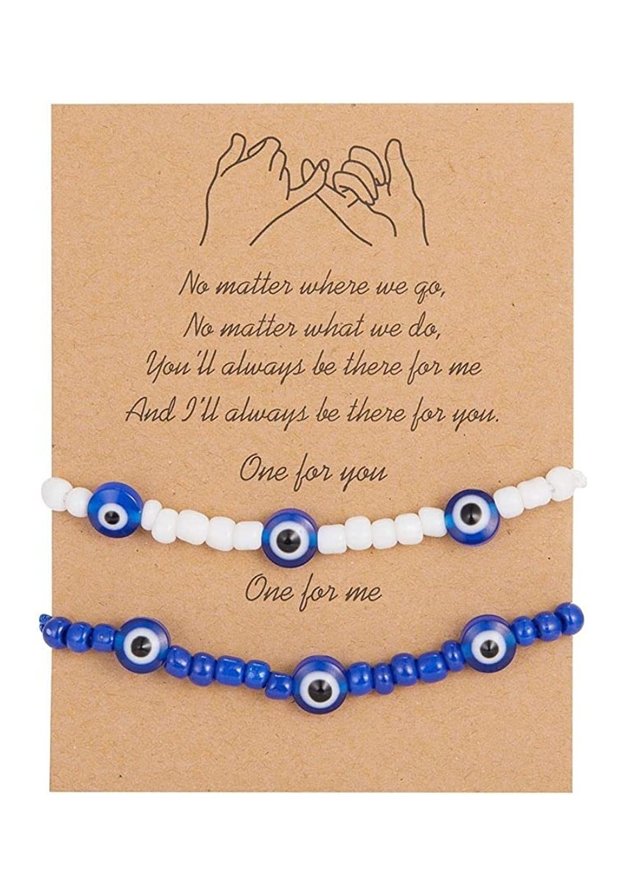 Handmade Adjustable Valentine's Day Turkish Bohemia Crystal Round Beads Evil Eyes Bracelet Braided Rope Chain(White&Blue) $8....