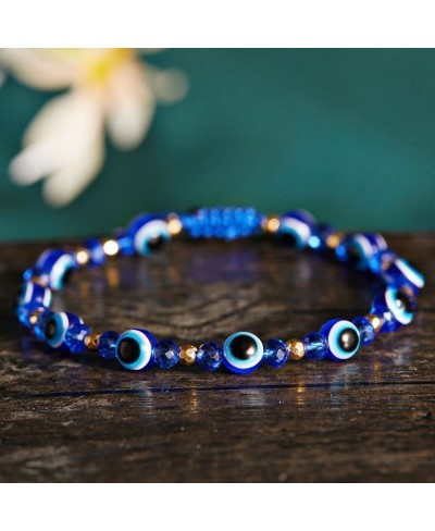 Handmade Adjustable Valentine's Day Turkish Bohemia Crystal Round Beads Evil Eyes Bracelet Braided Rope Chain(White&Blue) $8....