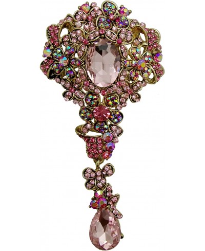 Vintage Style Lots Flowers Drop Austrian Crystal Brooch Pin Rhinestone Pendant $23.18 Brooches & Pins