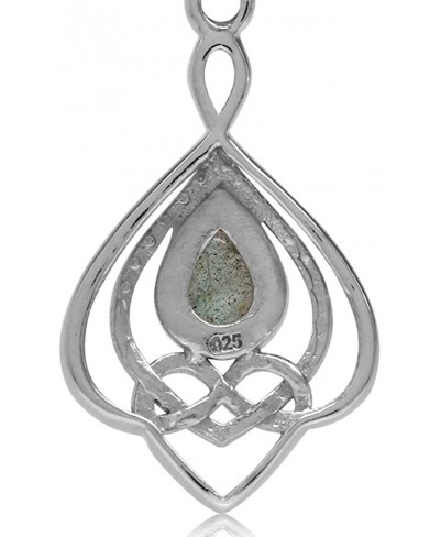 Teardrop Cabochon 925 Sterling Silver Celtic Love Heart Eternity Dangle Leverback Earrings Jewelry for Women $24.59 Drop & Da...