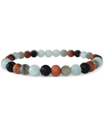 Multi Colored Essential Oil Diffuser Bracelet 6mm Wood Faceted Labradorite Aquamarine Black Lava Stone $16.09 Strand