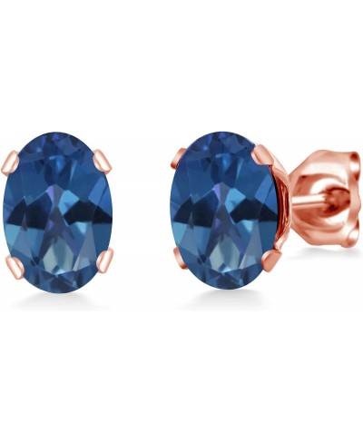 1.90 Ct Oval Shape Royal Blue Mystic Topaz Rose Gold Brass Stud Earrings $30.47 Stud