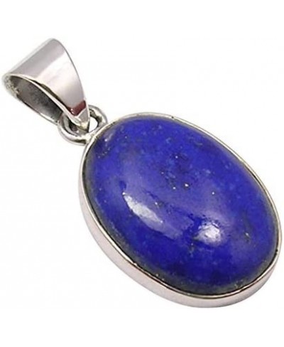 Solid Sterling Silver 13 x 18 mm Cabochon Lapis Lazuli Pendant 2.8 cm $19.68 Pendants & Coins