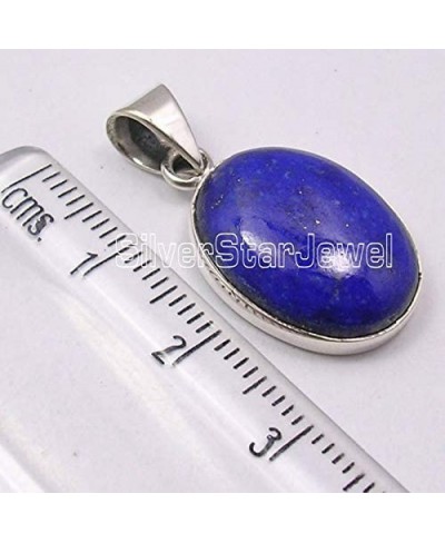 Solid Sterling Silver 13 x 18 mm Cabochon Lapis Lazuli Pendant 2.8 cm $19.68 Pendants & Coins