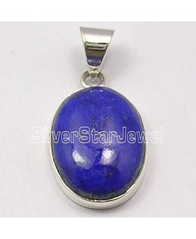 Solid Sterling Silver 13 x 18 mm Cabochon Lapis Lazuli Pendant 2.8 cm $19.68 Pendants & Coins