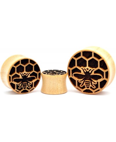 Pair of Laser Engraved Crocodile Wood Honeycomb Plugs (PW-265) $11.63 Piercing Jewelry