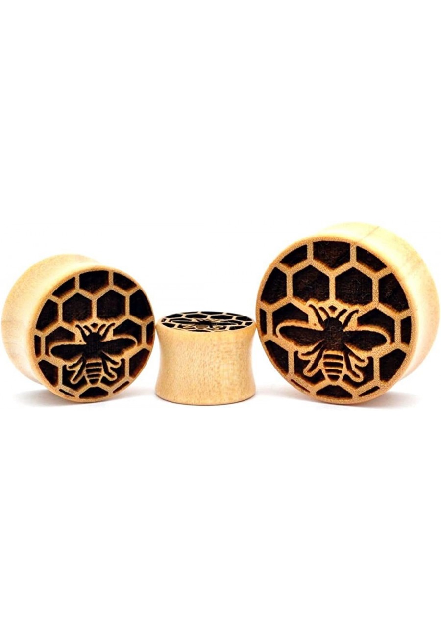 Pair of Laser Engraved Crocodile Wood Honeycomb Plugs (PW-265) $11.63 Piercing Jewelry