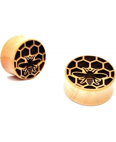 Pair of Laser Engraved Crocodile Wood Honeycomb Plugs (PW-265) $11.63 Piercing Jewelry