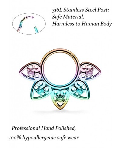 16G Septum Rings Piercing Jewelry Skull Septum Jewelry CZ Clicker Ring Stainless Steel Opal Septum Hinged Segment Nose Rings ...