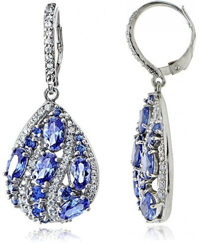 Sterling Silver Simulated Tanzanite and Cubic Zirconia Teardrop Dangle Earrings $46.16 Drop & Dangle