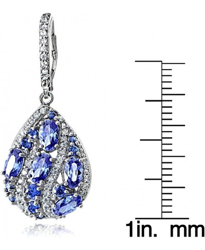 Sterling Silver Simulated Tanzanite and Cubic Zirconia Teardrop Dangle Earrings $46.16 Drop & Dangle