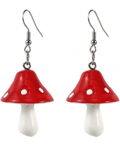 Cute Resin Mushroom Earrings Pendant Necklaces Set Funny Sweet Mushroom Shape Drop Dangle Earrings Acrylic Simulation Mushroo...