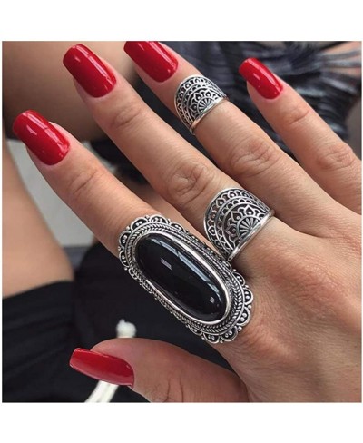 Vintage Rings Set Silver Opal Ring Joint Knuckle Ring Finger Jewelry Hand Accessories for Women and Girls $13.68 Statement