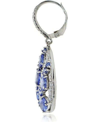 Sterling Silver Simulated Tanzanite and Cubic Zirconia Teardrop Dangle Earrings $46.16 Drop & Dangle