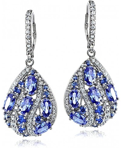 Sterling Silver Simulated Tanzanite and Cubic Zirconia Teardrop Dangle Earrings $46.16 Drop & Dangle