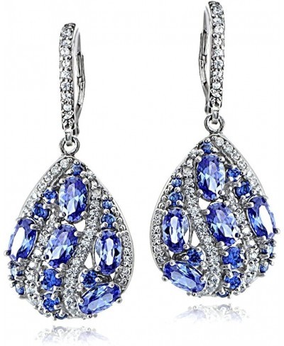 Sterling Silver Simulated Tanzanite and Cubic Zirconia Teardrop Dangle Earrings $46.16 Drop & Dangle